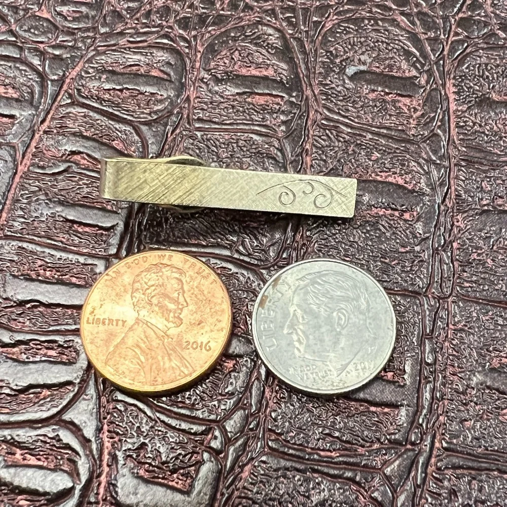 LN Swank tie clip gold tie bar vintage etched holiday Men’s jewelry gift